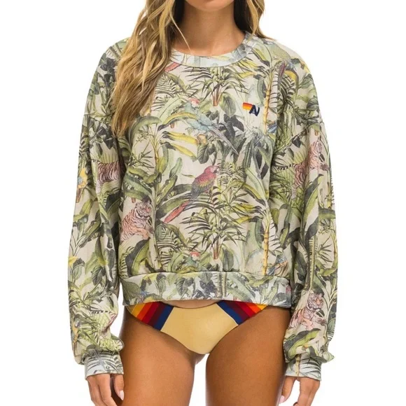 Aviator Nation Jungle Relaxed Crew sweatshirt - sand sz medium - Picture 5 of 10